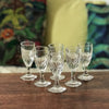 Lot de 6 petits verres anciens sur pied en verre soufflé forme ovoïde effet torsadé - Hello Broc