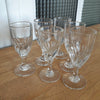 Lot de 6 petits verres anciens sur pied en verre soufflé forme ovoïde effet torsadé - Hello Broc