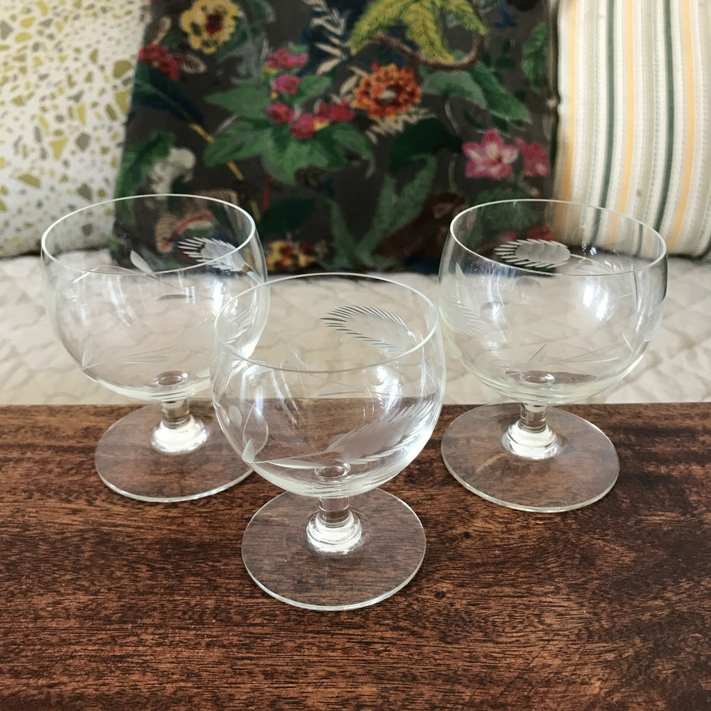 Ensemble de 3 verres à digestif et à liqueur en cristal gravure épis de blé - Hello Broc