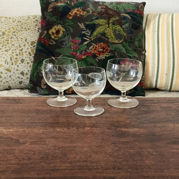 Ensemble de 3 verres à digestif et à liqueur en cristal gravure épis de blé - Hello Broc