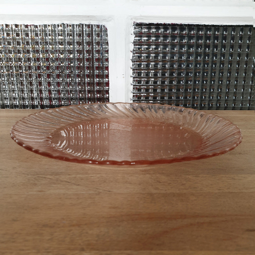 Lot de 6 assiettes plates en verre moulé rose Luminarc Arcoroc modèle Rosaline - Hello Broc