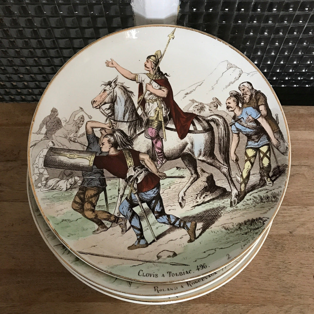 Lot de 6 assiettes en faïence polychrome Creil & Montereau Nos Gloires Militaires - Hello Broc