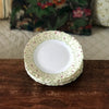 Lot de 6 petites assiettes Luminarc verre opalin blanc décor fleurs mauves fond jaune par Hello Broc brocante en ligne