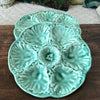 Paire d'assiettes à coquillages ou fruits de mer turquoise en faïence de Gien - 8 lots en stock - Hello Broc