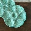 Paire d'assiettes à coquillages ou fruits de mer turquoise en faïence de Gien - 8 lots en stock - Hello Broc