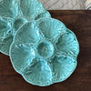 Paire d'assiettes à coquillages ou fruits de mer turquoise en faïence de Gien - 8 lots en stock - Hello Broc