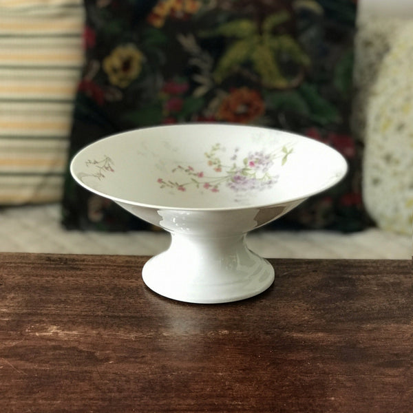 Compotier sur piédouche début XXème siècle en porcelaine de Limoges Guérin & Co - Hello Broc