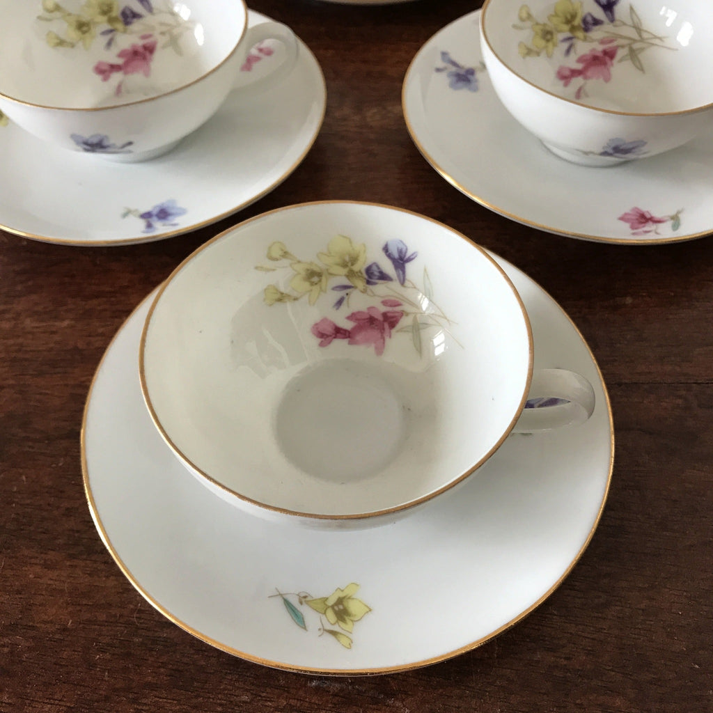 Lot de 6 tasses à café et 6 soucoupes en porcelaine allemande Rheinpflatz Hartporzellan Germany par Hello Broc brocante en ligne