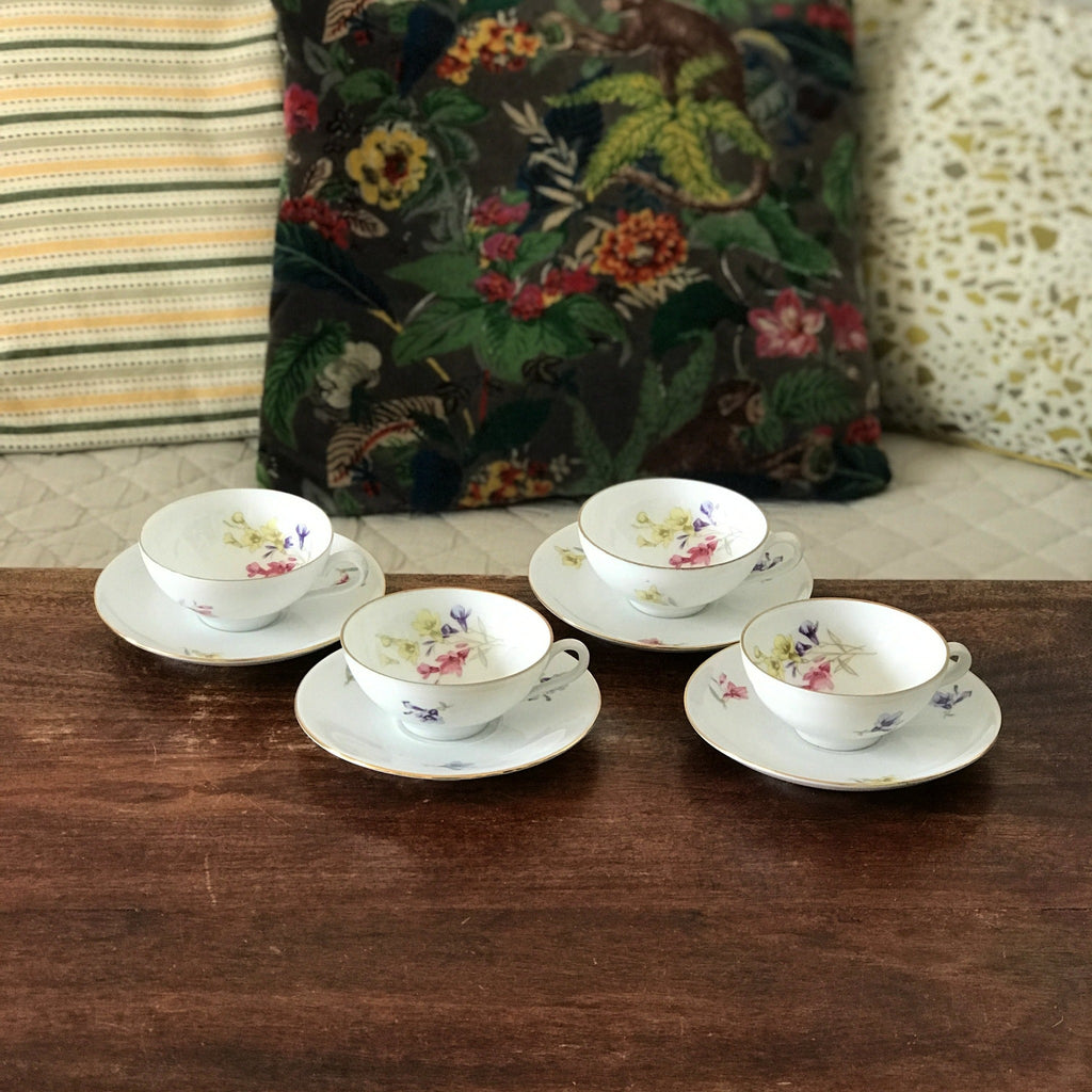 Lot de 4 tasses à café et 4 soucoupes en porcelaine allemande Rheinpflatz Hartporzellan Germany par Hello Broc brocante en ligne