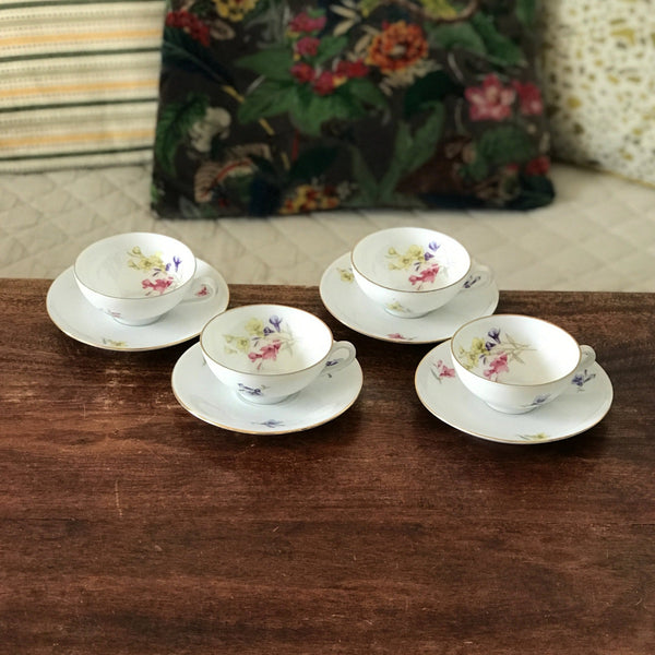 Lot de 4 tasses à café et 4 soucoupes en porcelaine allemande Rheinpflatz Hartporzellan Germany par Hello Broc brocante en ligne