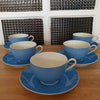 Lot de 5 tasses à thé bleu et 5 soucoupes coordonnées en porcelaine de Limoges - Hello Broc