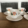 Lot de 5 tasses à café et sous-tasses Arcopal années 70 dessin fleurs - Hello Broc
