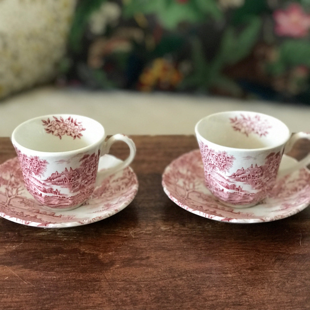 Lot de 2 tasses à café et 2 soucoupes coordonnées Ridgway décor Meadowsweet - Hello Broc