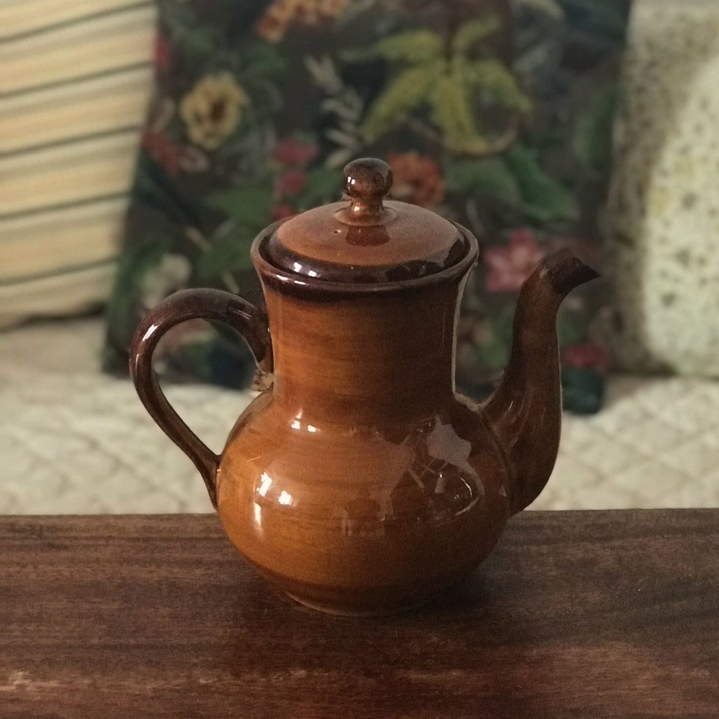 Grande cafetière années 70 en céramique marron de St Clément par Hello Broc brocante en ligne