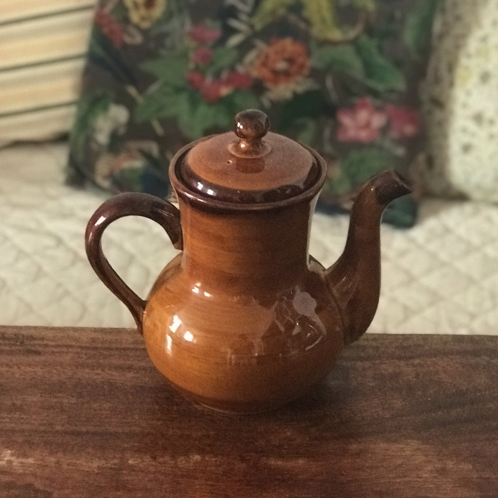 Grande cafetière années 70 en céramique marron de St Clément par Hello Broc brocante en ligne