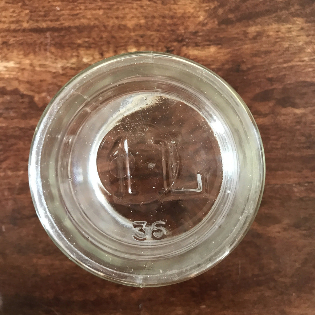Grand bocal vintage 1 litre en verre moulé et son couvercle par Hello Broc brocante en ligne