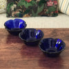 Trio de coupelles en forme de fleur en verre moulé bleu Italy - Hello Broc
