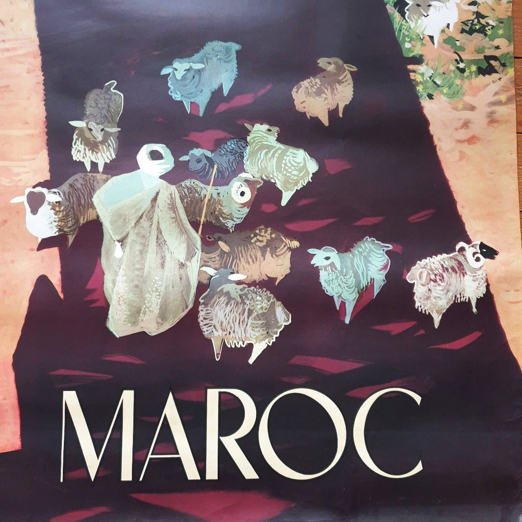 Affiche publicitaire vintage de voyage pour le Maroc par Henri Delval - Hello Broc