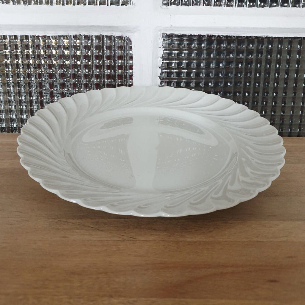 Assiette plate grande en porcelaine blanche de Limoges Haviland modèle Torse d. 24 cm - Hello Broc