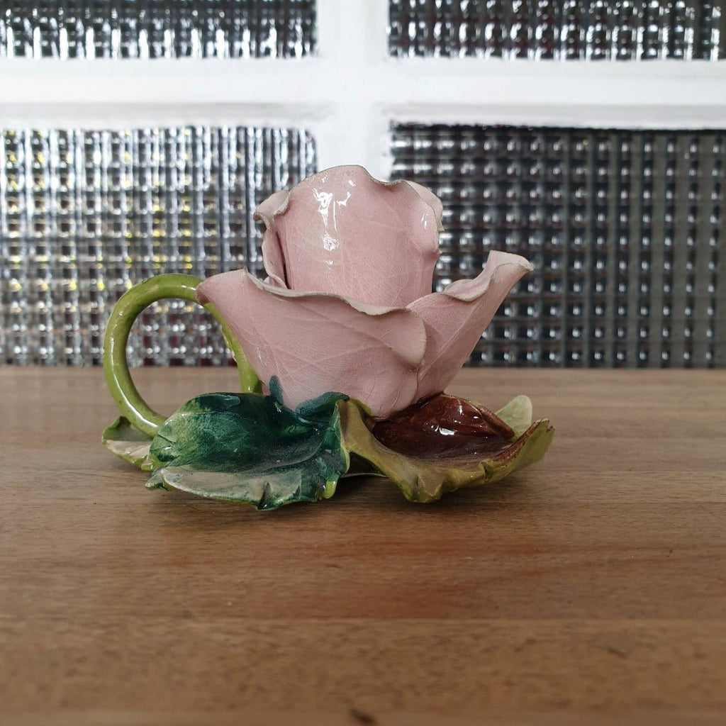 Bougeoir de table en porcelaine fine d'Italie représentant une rose - Hello Broc