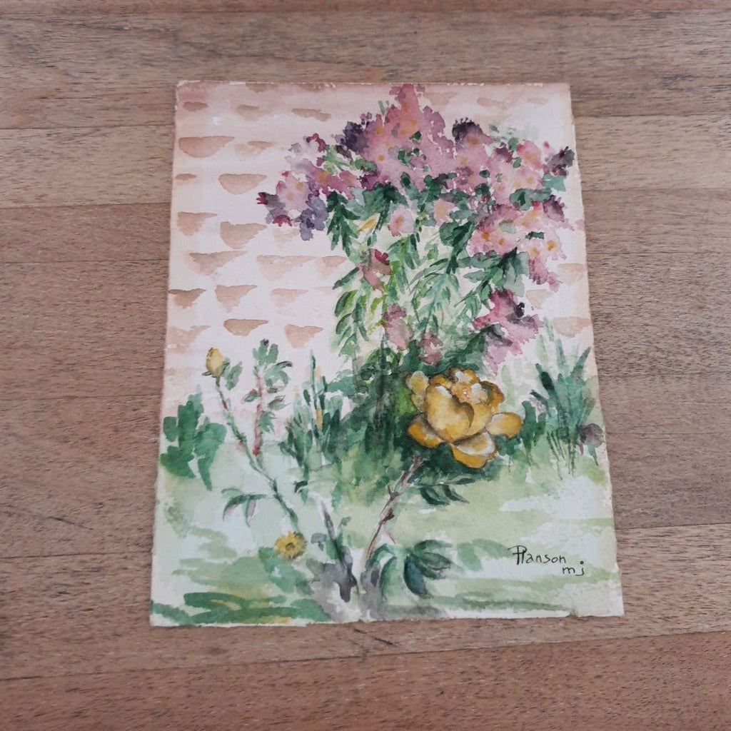 Charmante petite aquarelle de fleurs à encadrer format carte postale - Hello Broc