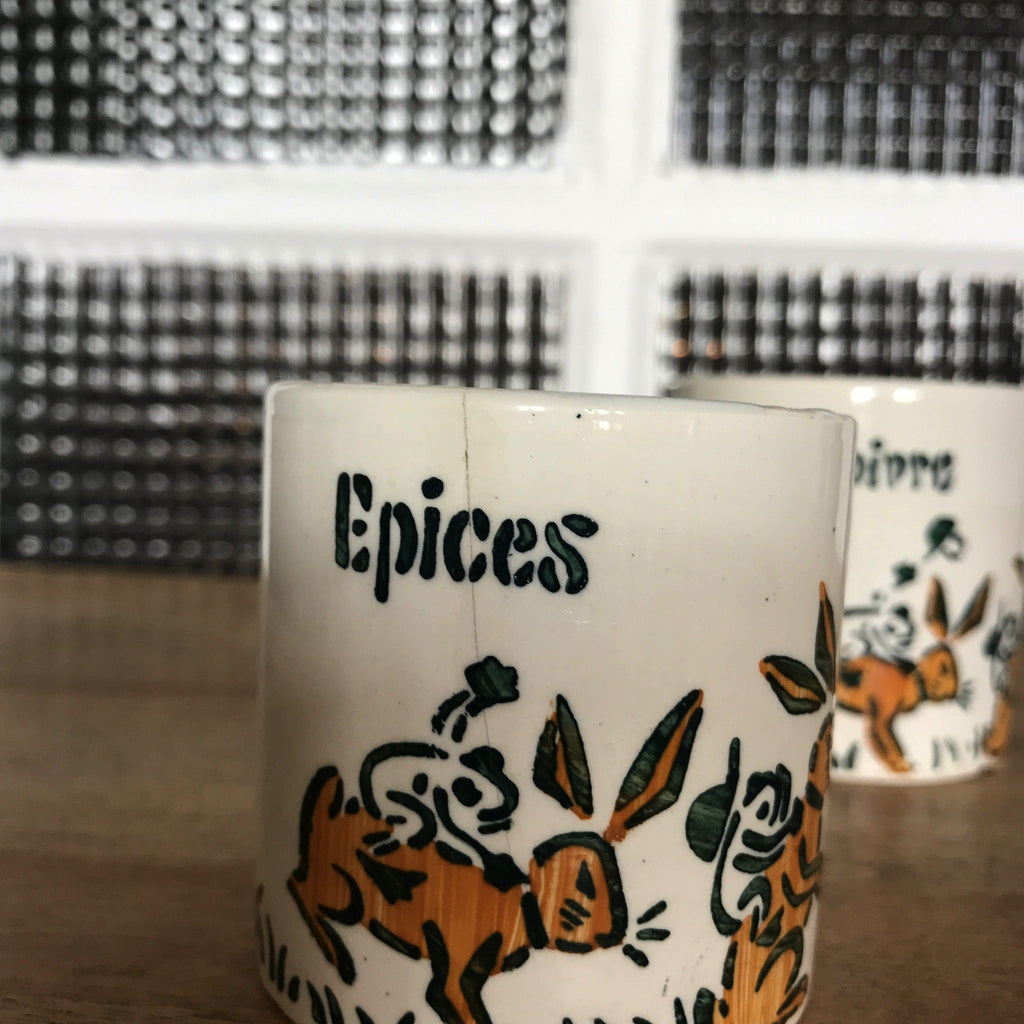 Ensemble de 2 pots à épices sans couvercle Faïencerie Nouvelle Givors France - Hello Broc