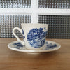 Ensemble tasse à café et sous-tasse en faïence de Sarreguemines décor Derby bleu - Hello Broc