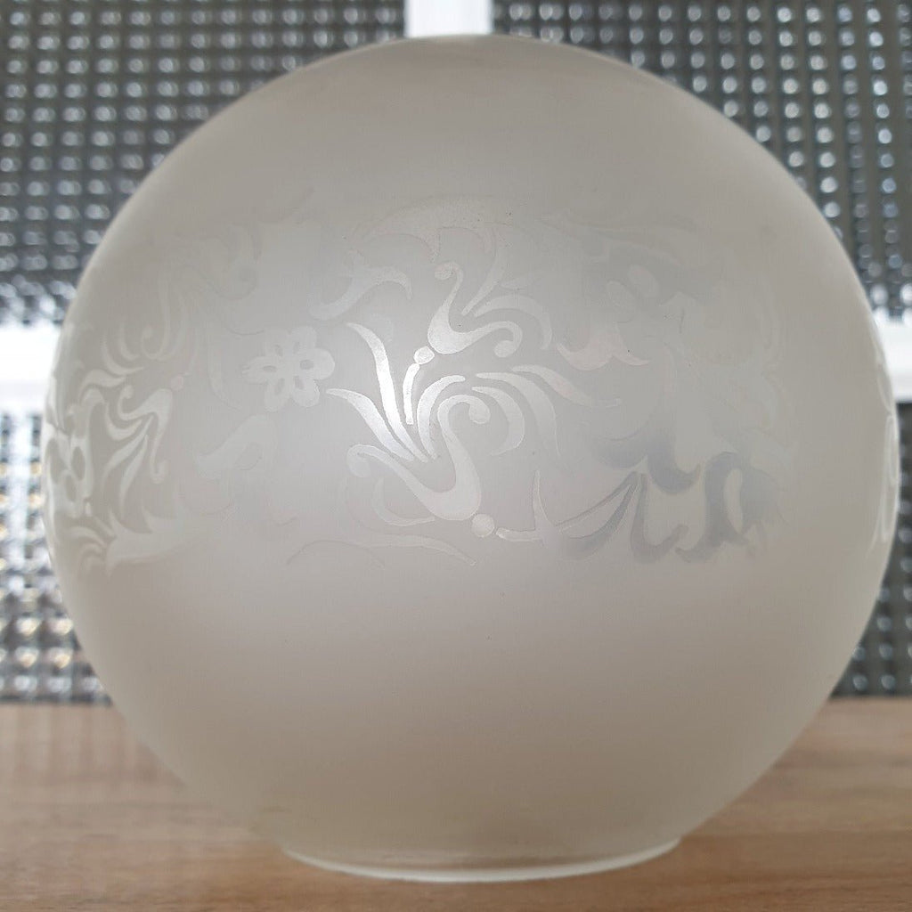 Globe pour luminaire en verre dépoli frise motifs végétaux et fleuris - Hello Broc