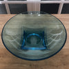 Grand saladier style Art Déco en verre moulé bleu - Hello Broc