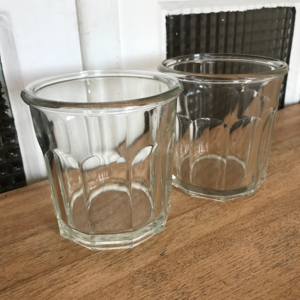 Lot de 2 pots anciens à confiture en verre soufflé et moulé 500 ml - 7 lots en stock - Hello Broc