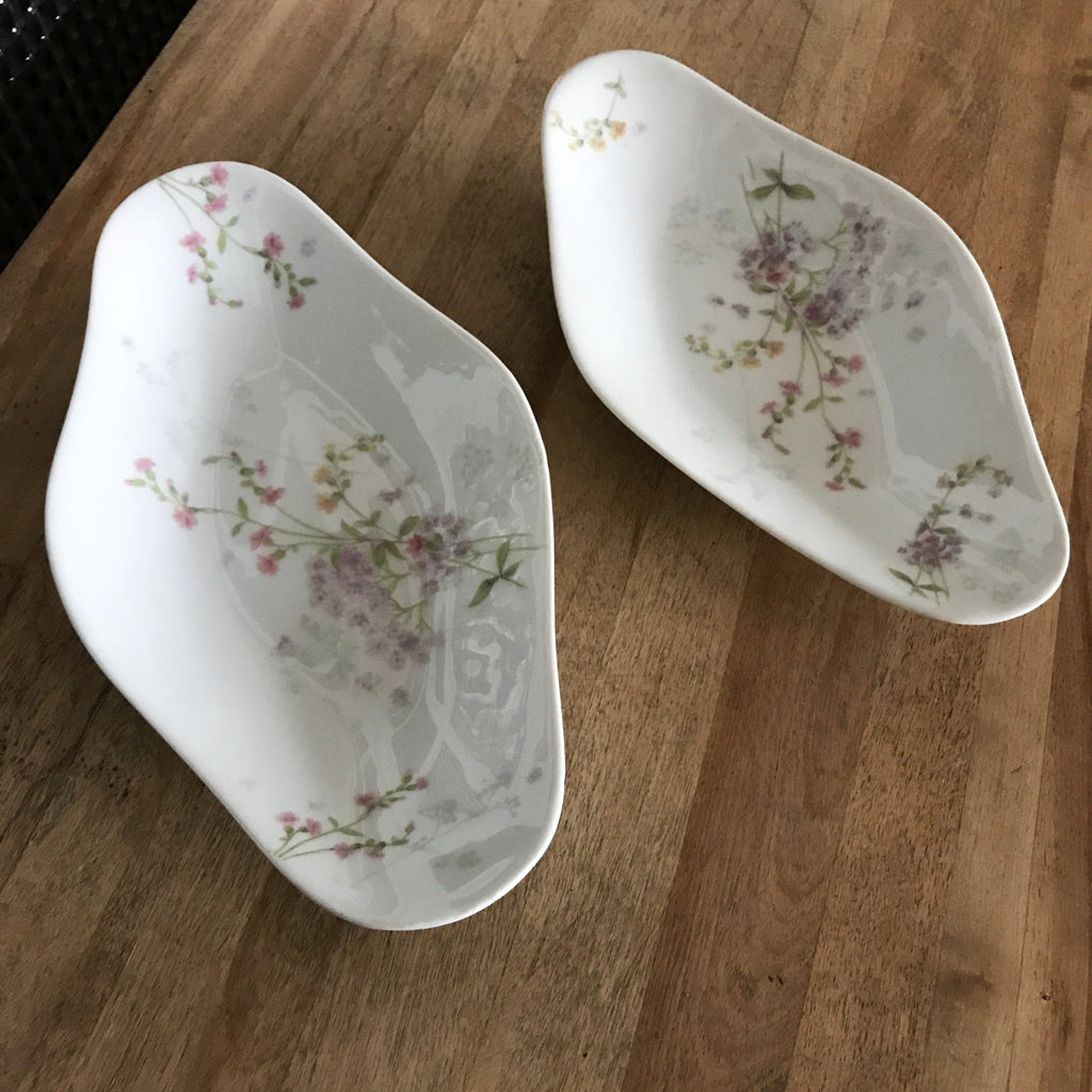 Lot de 2 raviers en porcelaine de Limoges Guérin & Co décor fleurs - Hello Broc