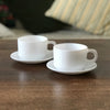 Lot de 2 tasses à café et 2 soucoupes Arcopal en verre opalin blanc - Hello Broc