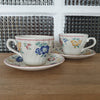 Lot de 2 tasses à thé et 2 soucoupes en faïence anglaise décor fleuri multicolore - Hello Broc