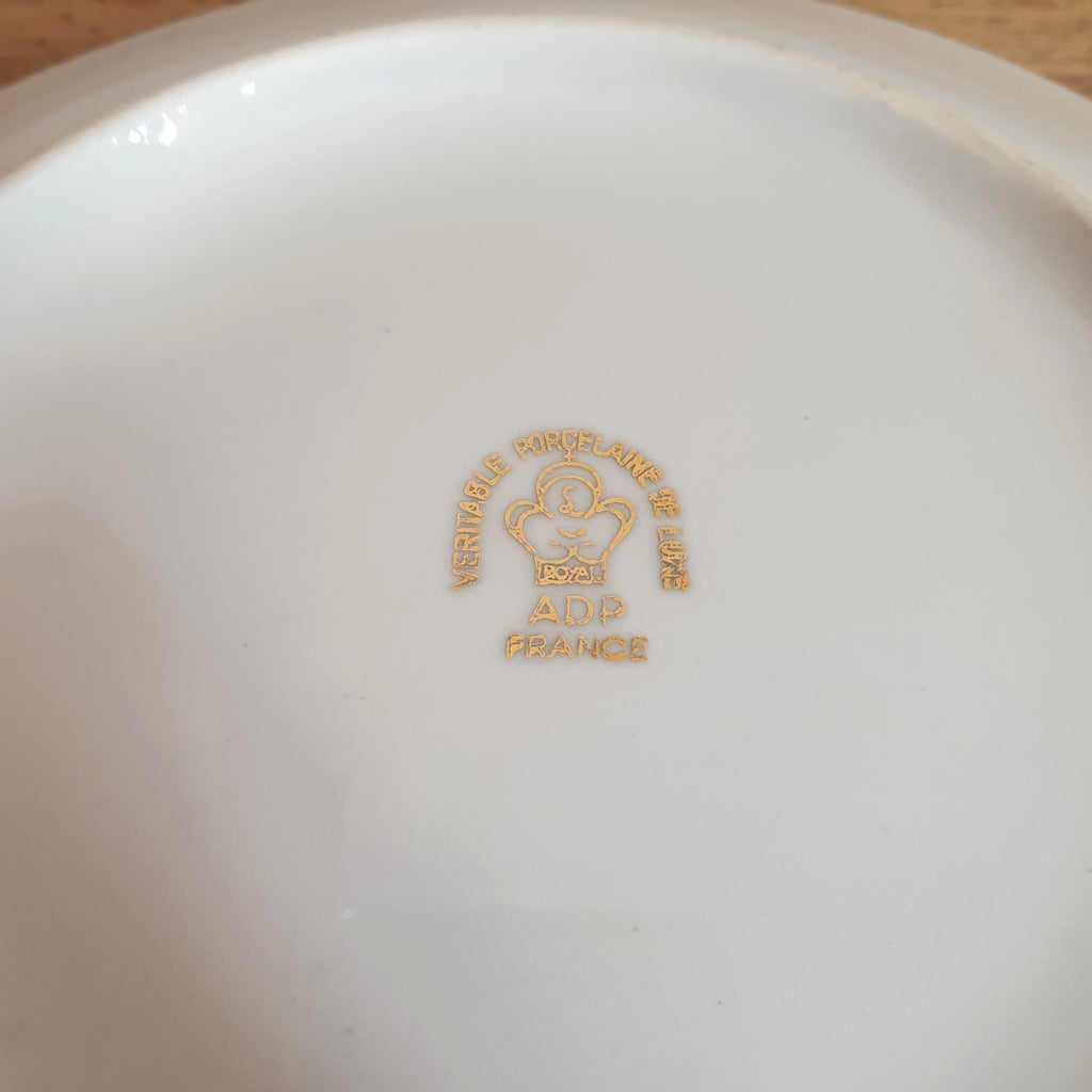 Lot de 6 assiettes creuses en porcelaine blanche décor doré ADP France –  Hello Broc