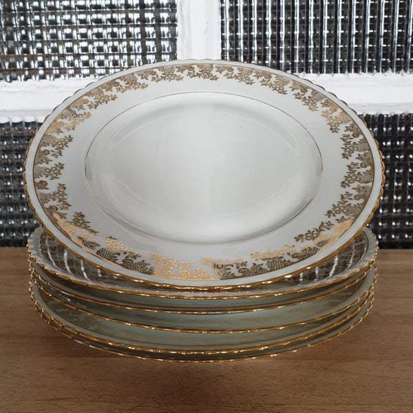 Lot de 6 assiettes plates en porcelaine ADP France - 2 lots en stock - Hello Broc