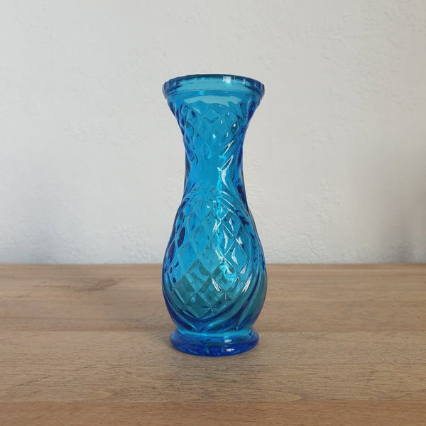 Mini vase soliflore en verre moulé bleu - Hello Broc