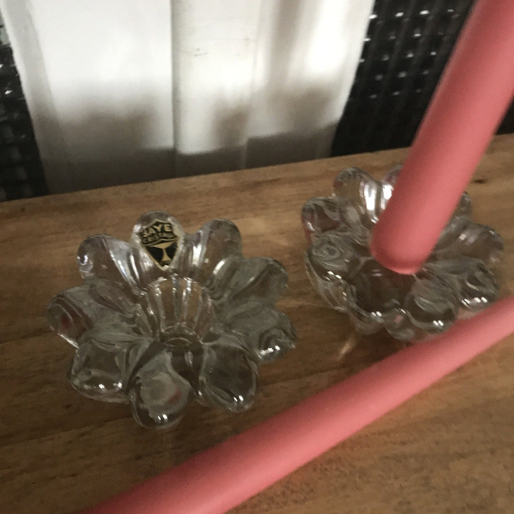 Paire de bougeoirs en cristal de Bayel - Hello Broc brocante en ligne