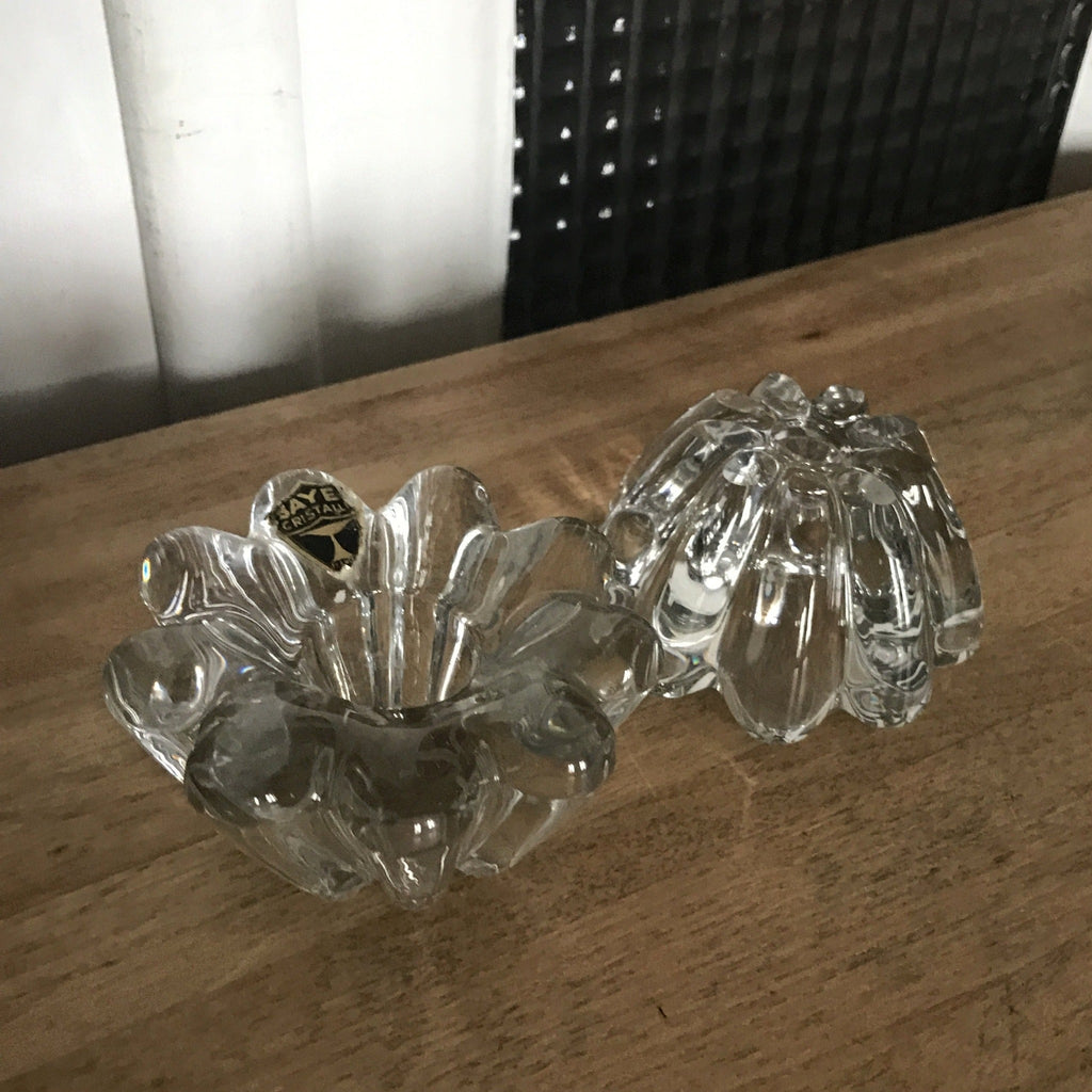 Paire de bougeoirs en cristal de Bayel - Hello Broc brocante en ligne