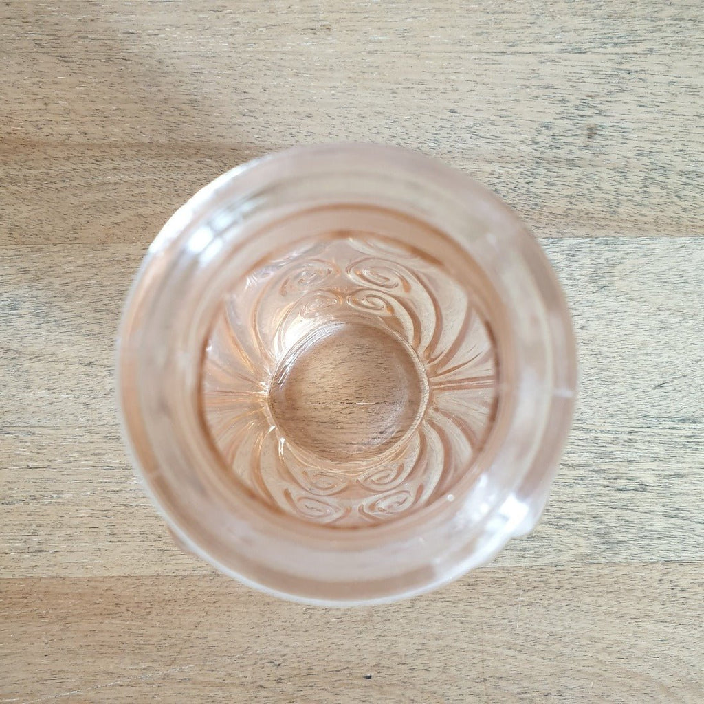 Petit vase en verre moulé transparent rose style Art Déco - Hello Broc