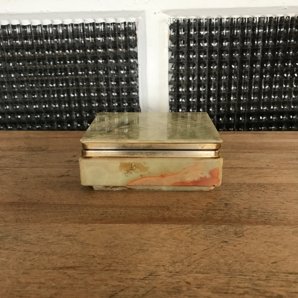Petite boîte à bijoux rectangulaire années 50 en onyx - Hello Broc
