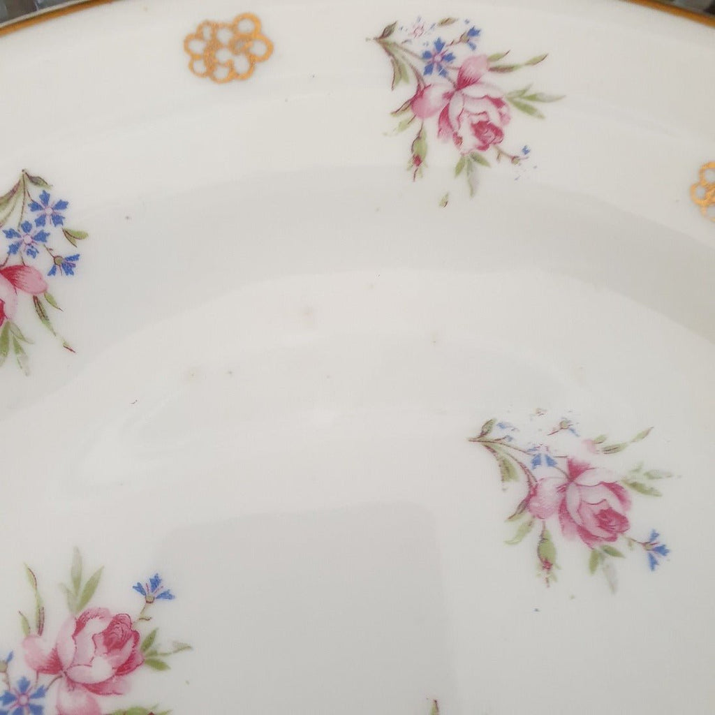 Présentoir à gâteau sur piédouche en porcelaine de Limoges décor fleurs - Hello Broc