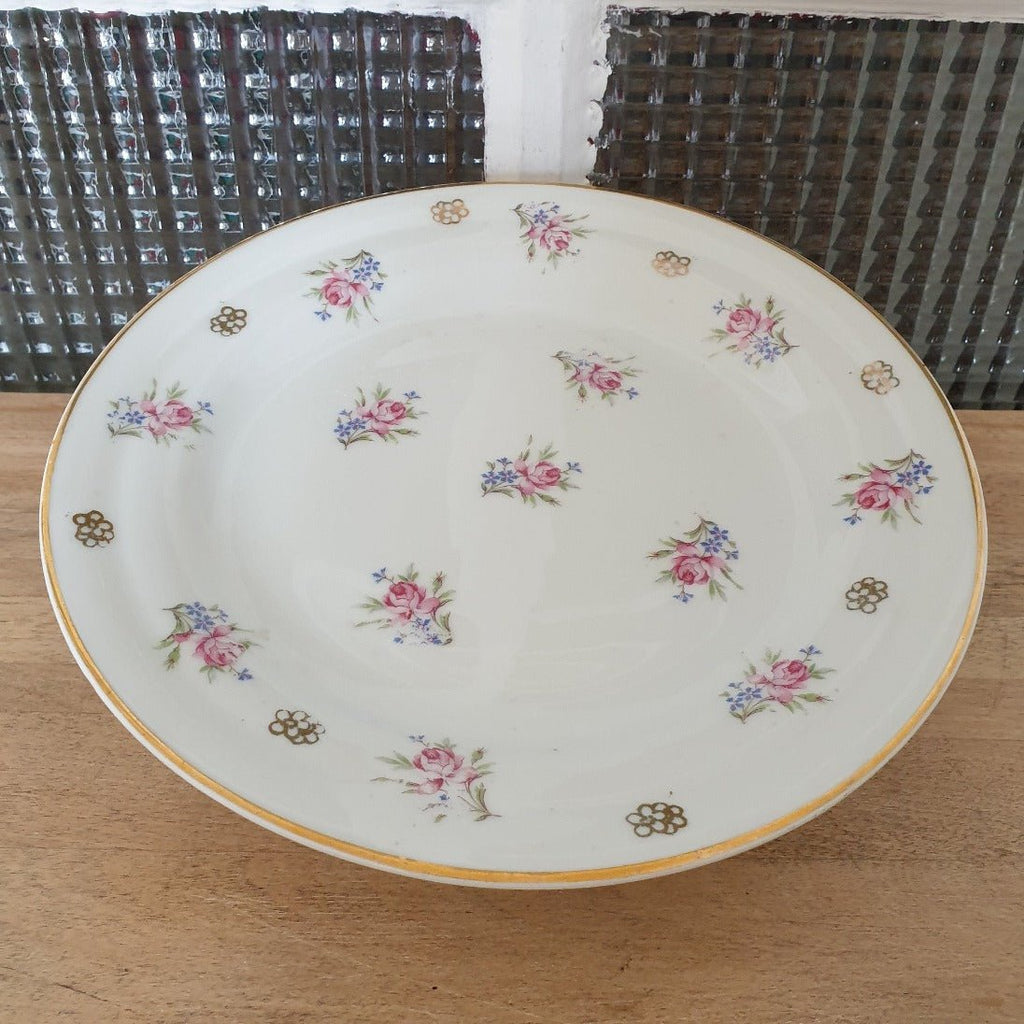 Présentoir à gâteau sur piédouche en porcelaine de Limoges décor fleurs - Hello Broc