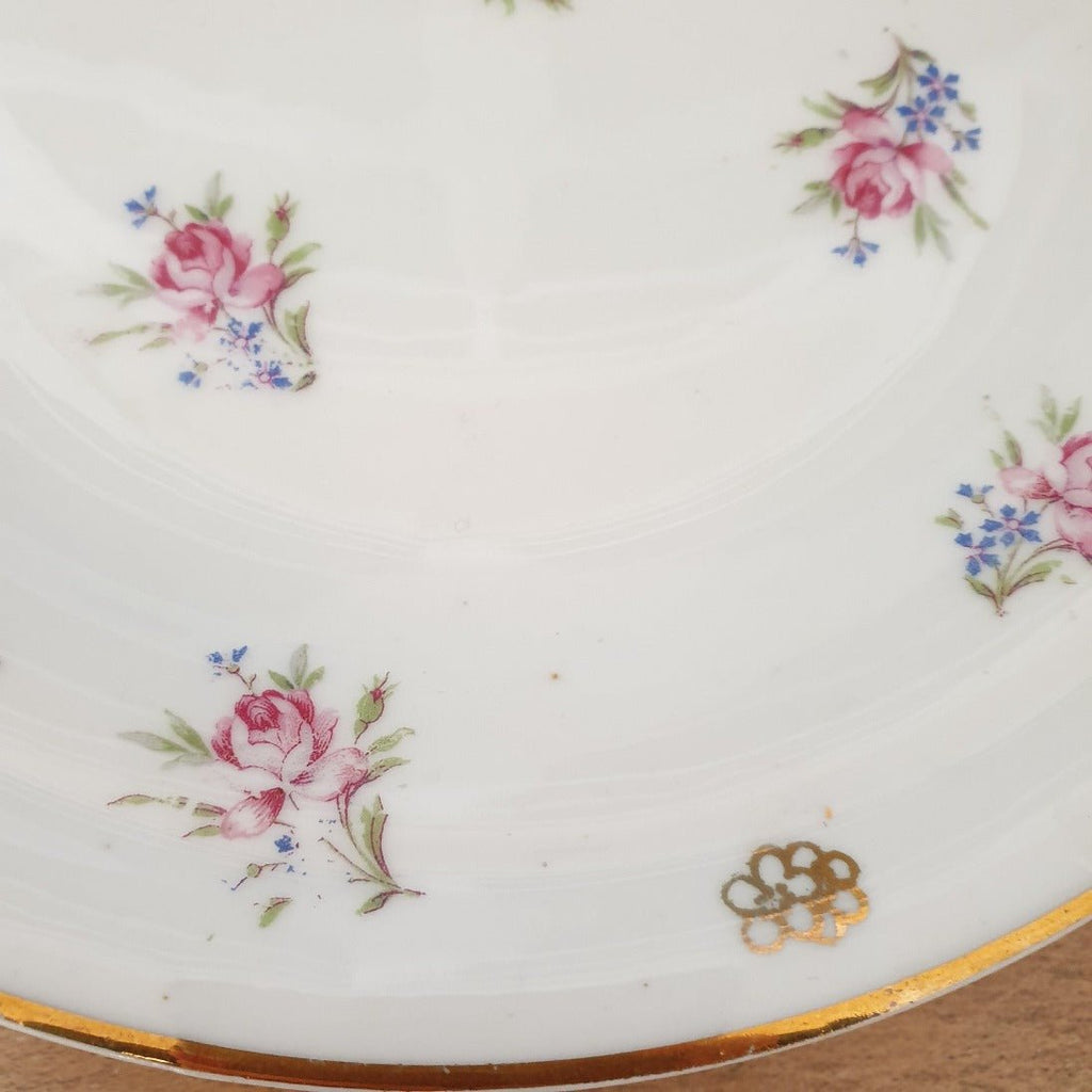 Présentoir à gâteau sur piédouche en porcelaine de Limoges décor fleurs - Hello Broc