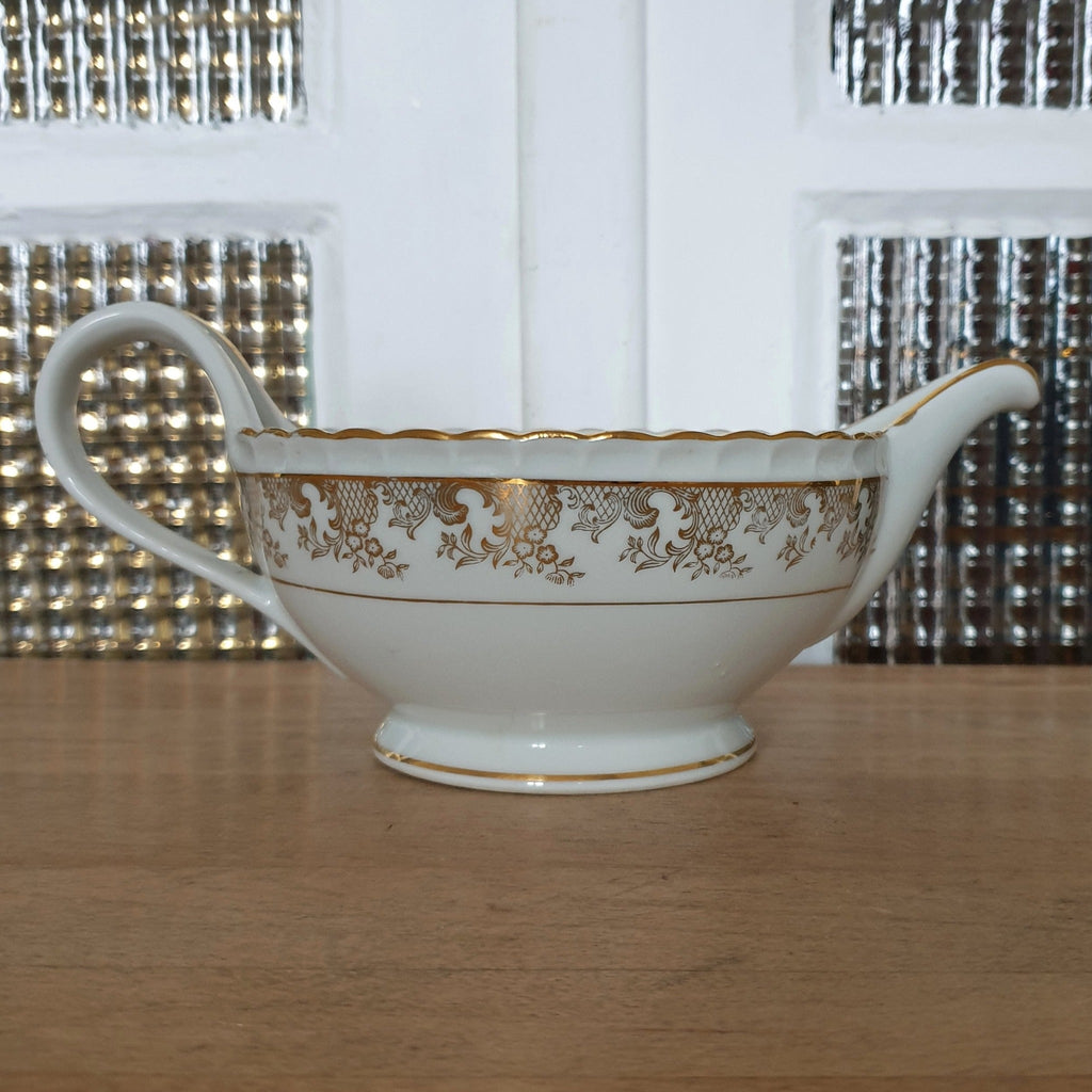 Saucière en porcelaine blanche et dorée ADP France - Hello Broc