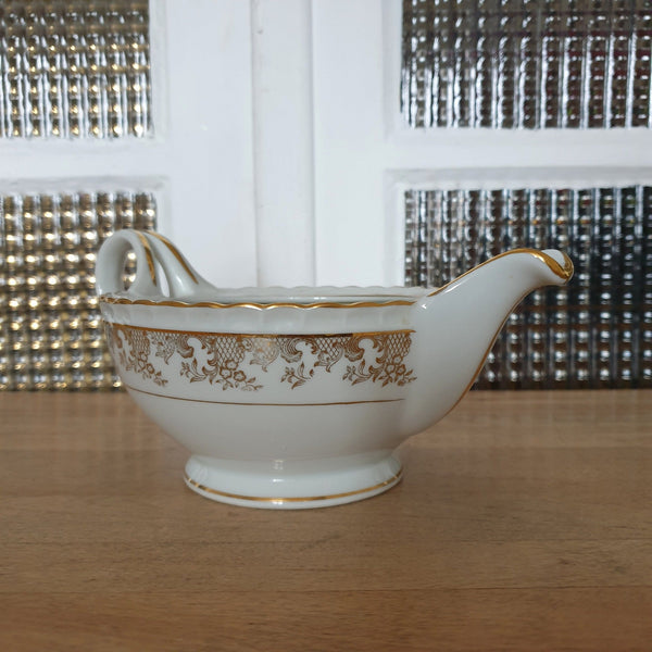 Saucière en porcelaine blanche et dorée ADP France - Hello Broc