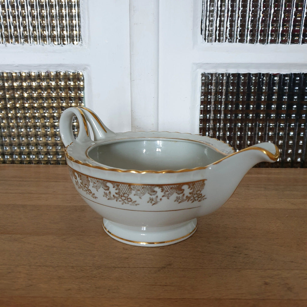 Saucière en porcelaine blanche et dorée ADP France - Hello Broc