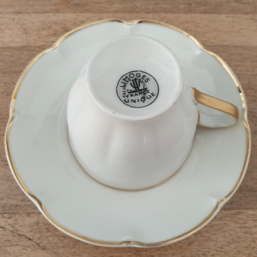 Service à thé ou café 1930 en porcelaine de Limoges blanche et liserés –  Hello Broc