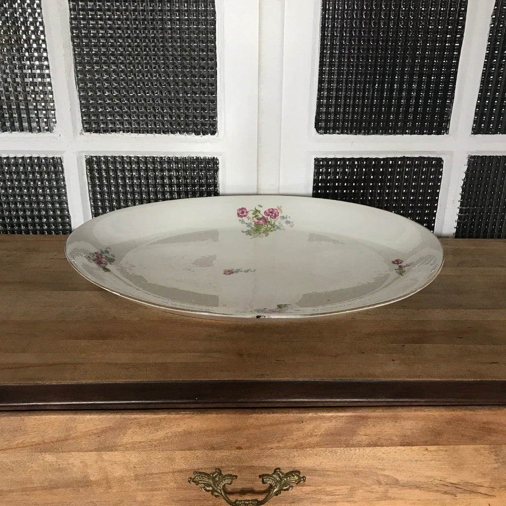 Très grand plat de service ovale et creux en porcelaine de Limoges 52 x 35 cm - Hello Broc