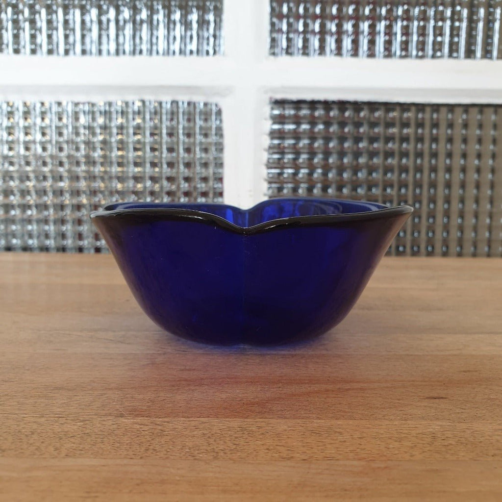 Trio de coupelles en forme de fleur en verre moulé bleu Italy - 3 lots - Hello Broc